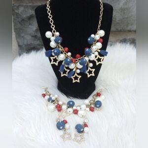 Vineyard Haven July 4th Beads Tassels Stars Pearls Necklace Bracelet Earrings